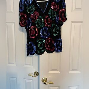 EUC- Sequin/silk Top, Size L